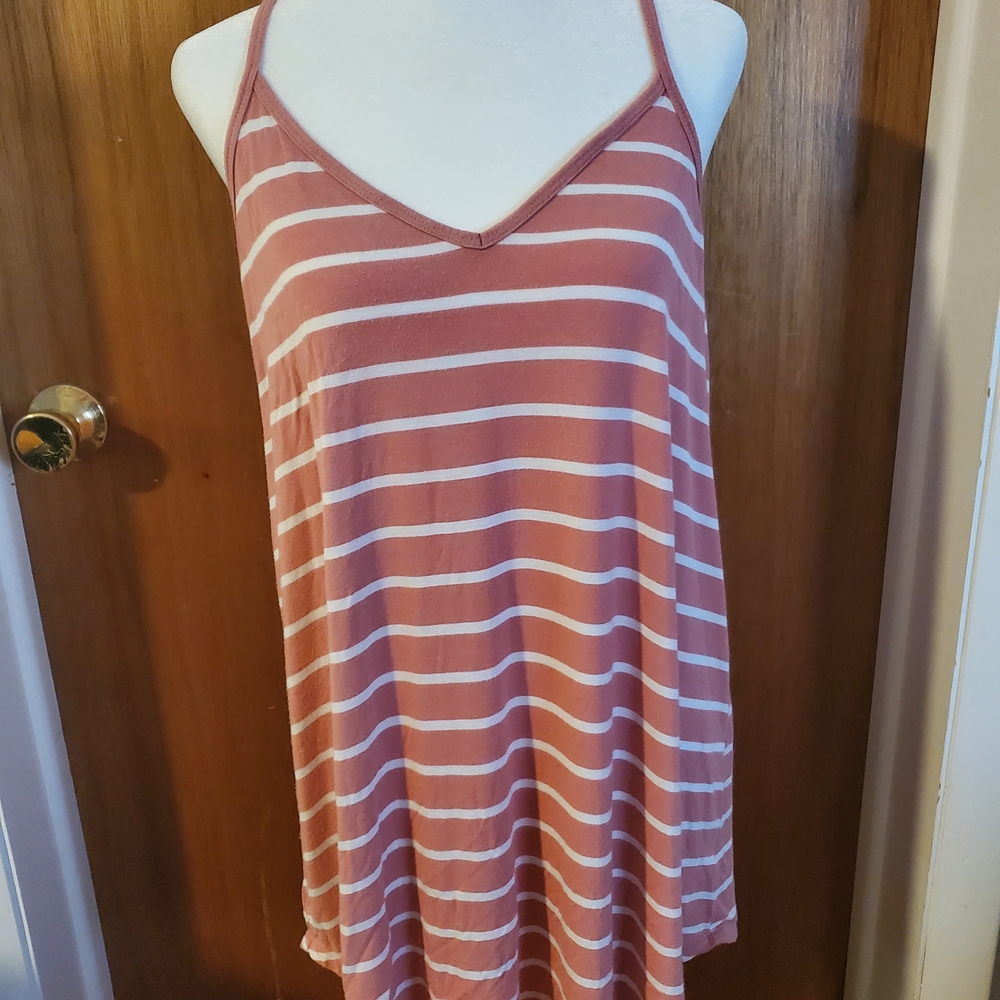 Striped Coral and White Tank Top